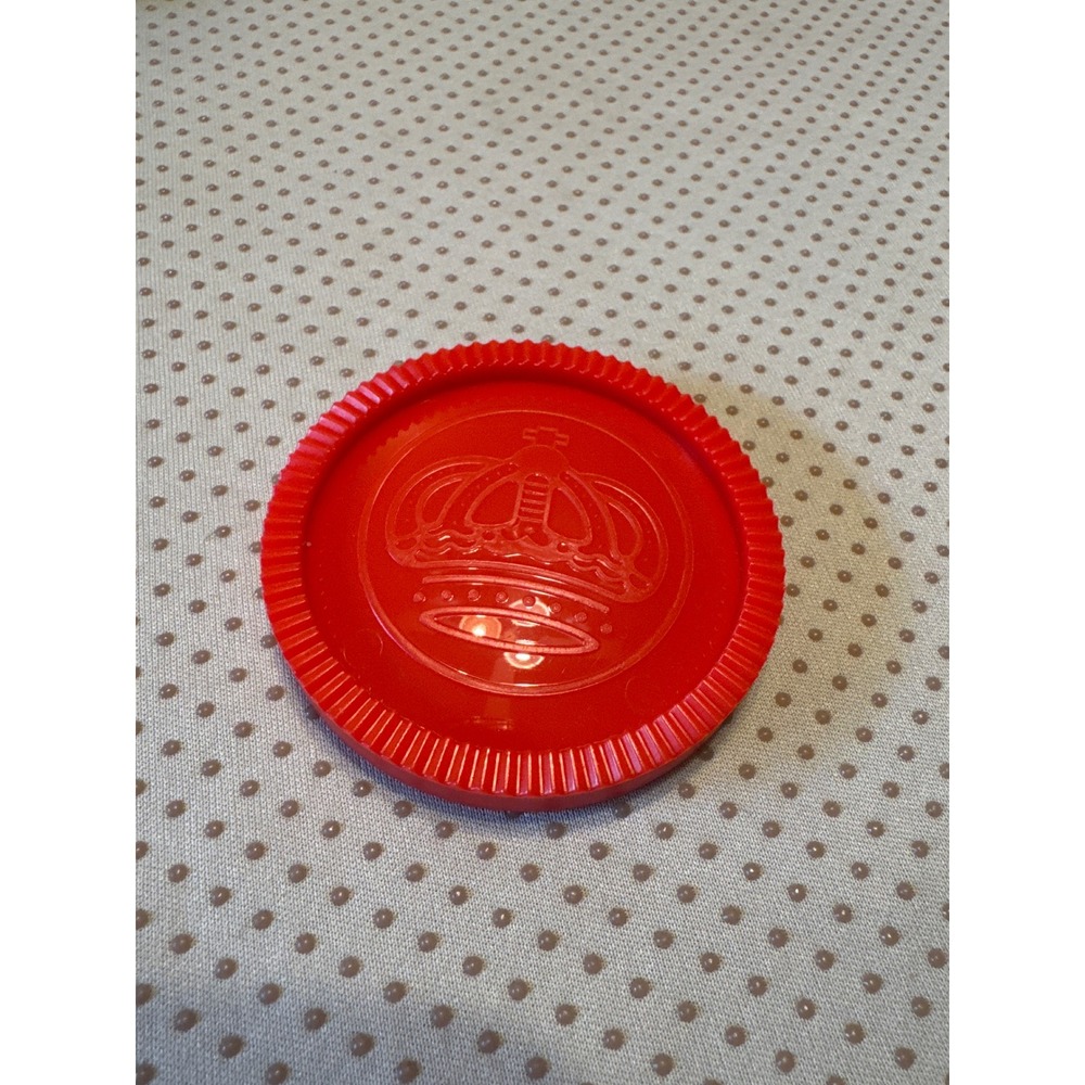 Jumbo Red Plastic Checker Replacement Piece Crown Emblem Ridged Edge 3"